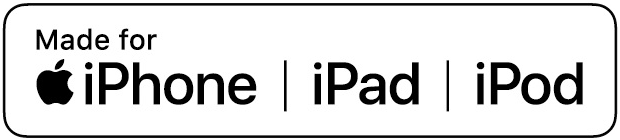Made for iPhone, iPad, en iPod logo.