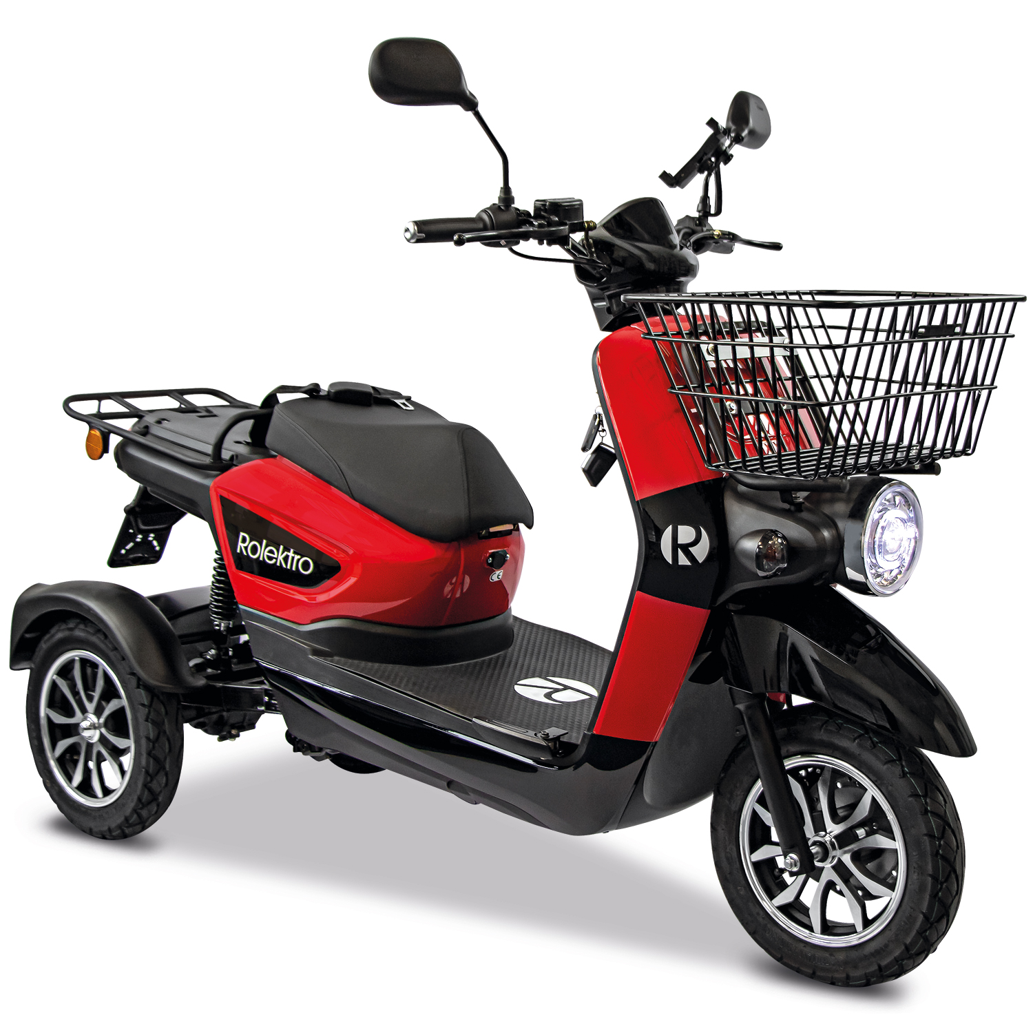 ROLEKTRO E-Carrier 25 V.3 Lithium Schwarz/Rot) 15,7 E-Roller Zoll, (Laufradgröße: Gepäckträger XXL Unisex-Rad, mit