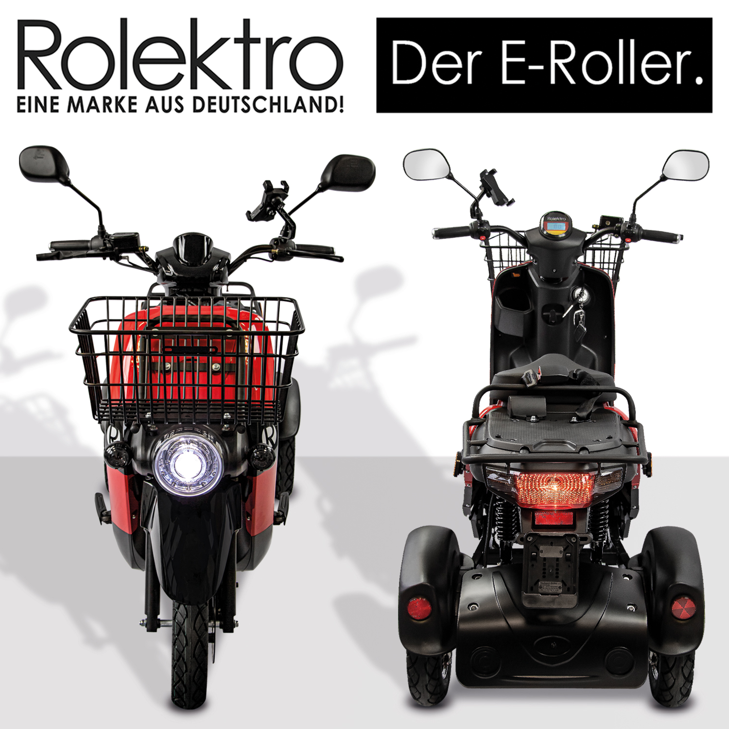 ROLEKTRO E-Carrier 25 V.3 Lithium mit Schwarz/Rot) 15,7 Zoll, (Laufradgröße: XXL E-Roller Gepäckträger Unisex-Rad