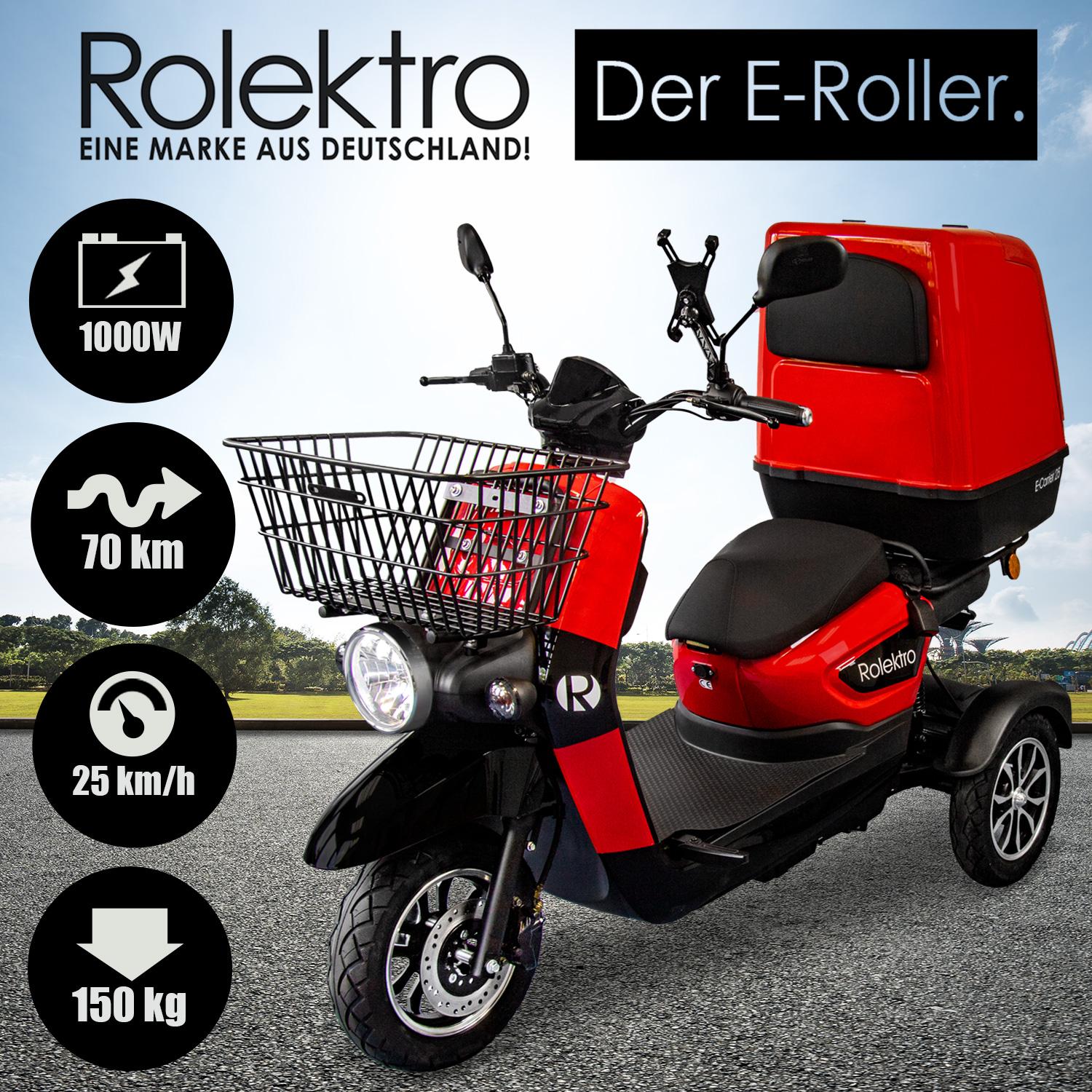ROLEKTRO E-Carrier Unisex-Rad, 15,7 Koffer mit Schwarz/Rot) E-Roller V.2 25 (Laufradgröße: Zoll, XXL