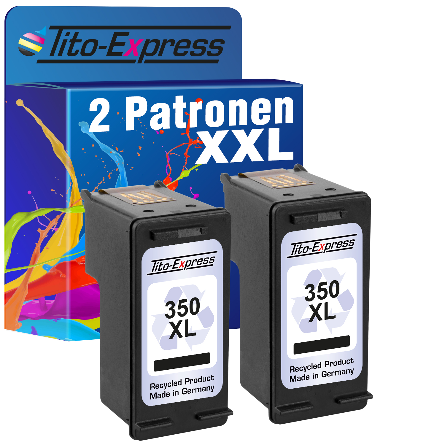 Set Tintenpatronen (CB336EE) 2er PLATINUMSERIE HP ersetzt 350 XL Black TITO-EXPRESS