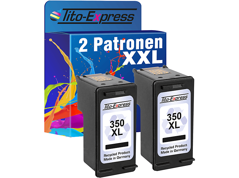 TITO-EXPRESS PLATINUMSERIE 2er Set ersetzt HP 350 XL Tintenpatronen Black (CB336EE)