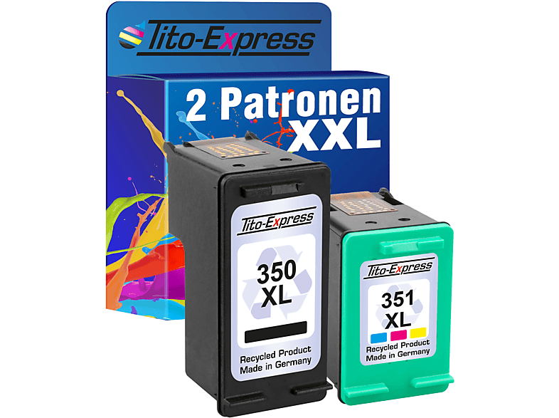 TITO-EXPRESS PLATINUMSERIE 2er Set ersetzt XL Cyan, 351 & HP (SD412EE) Tintenpatronen XL Yellow Black, Magenta, 350