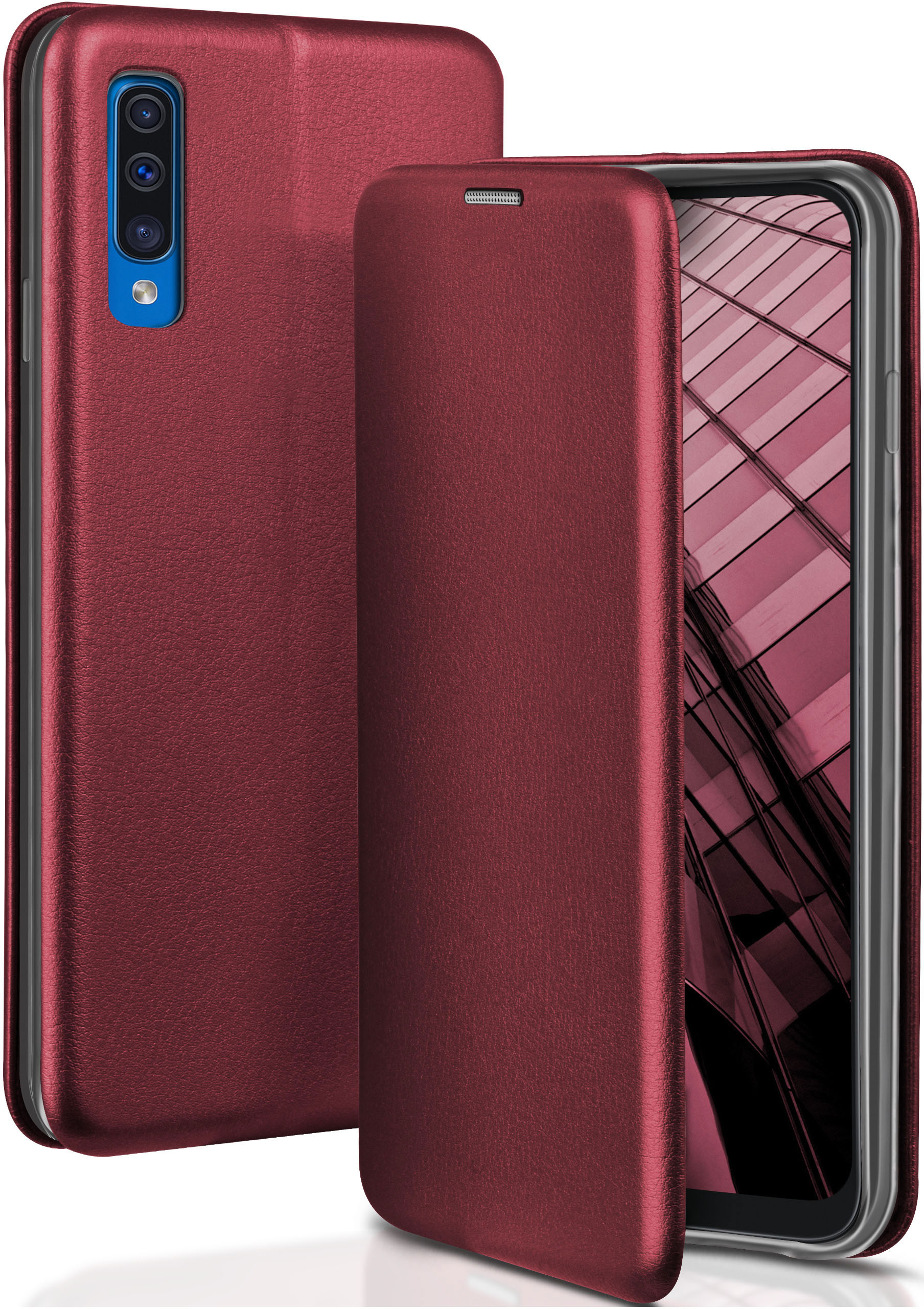 Business - Case, Samsung, Galaxy Cover, ONEFLOW A30s, A50 Flip Red Burgund /