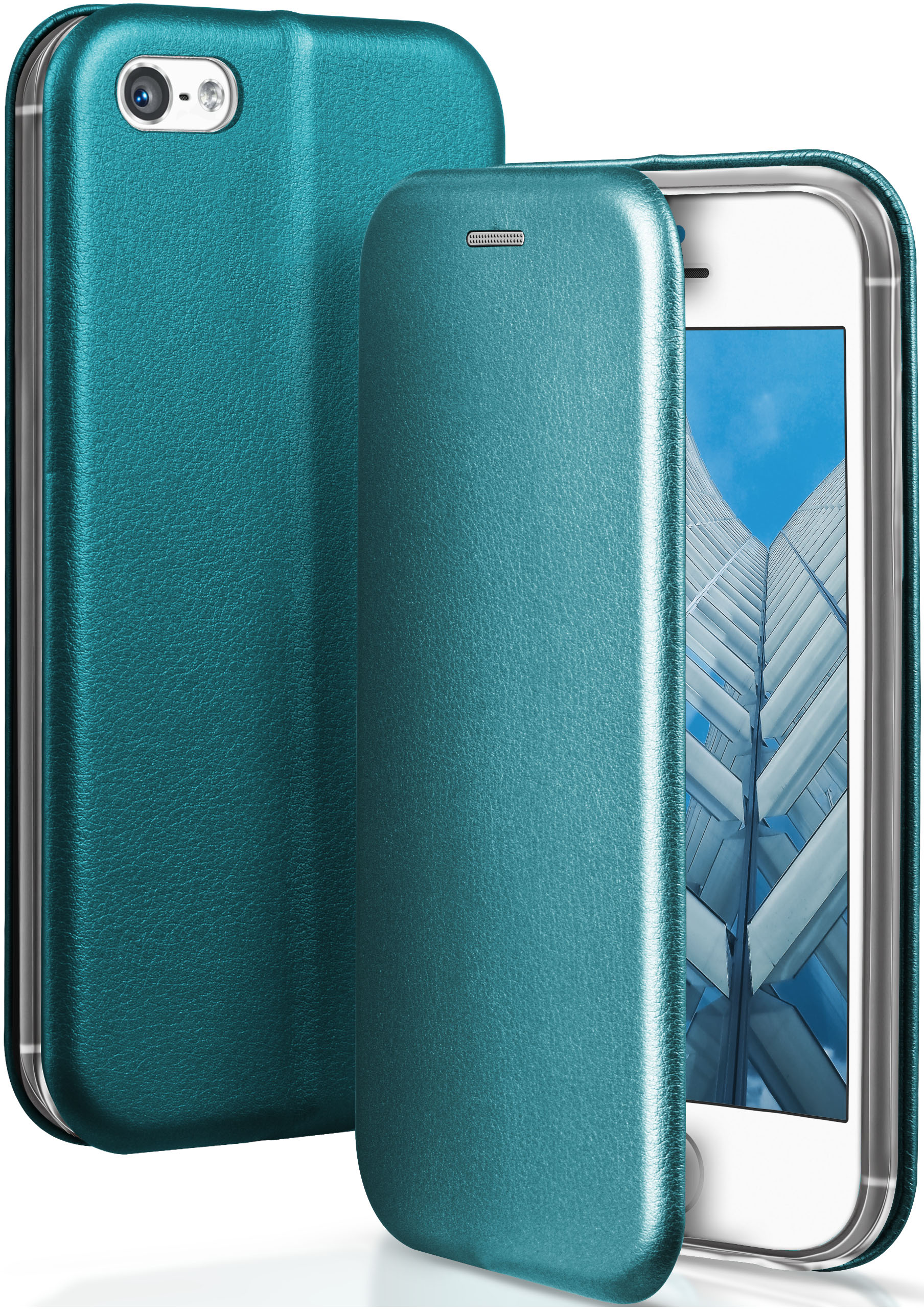 SE Business / iPhone (2016), ONEFLOW Case, 5s Apple, Worldwide Blue / 5 - Flip Cover,