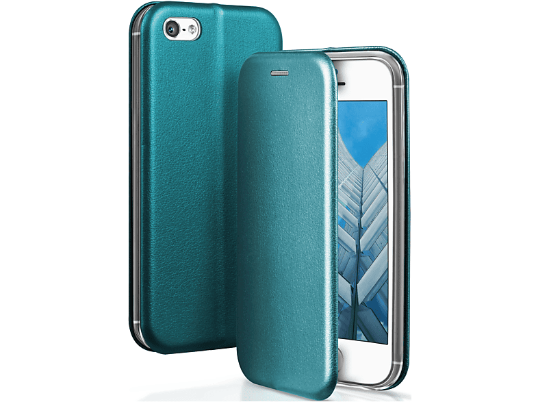 SE Business / iPhone (2016), ONEFLOW Case, 5s Apple, Worldwide Blue / 5 - Flip Cover,