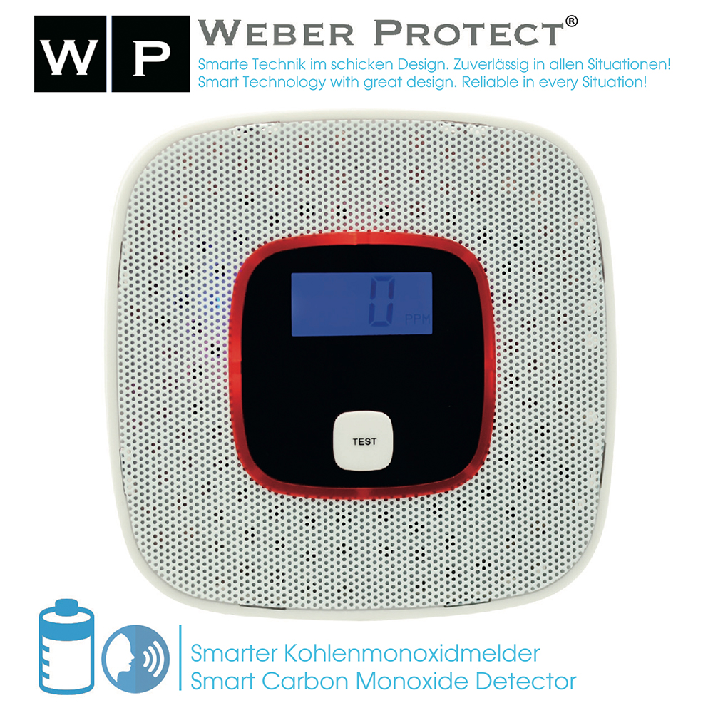 WEBER PROTECT Kohlenmonoxid Melder, Melder WP-616W CO Weiß