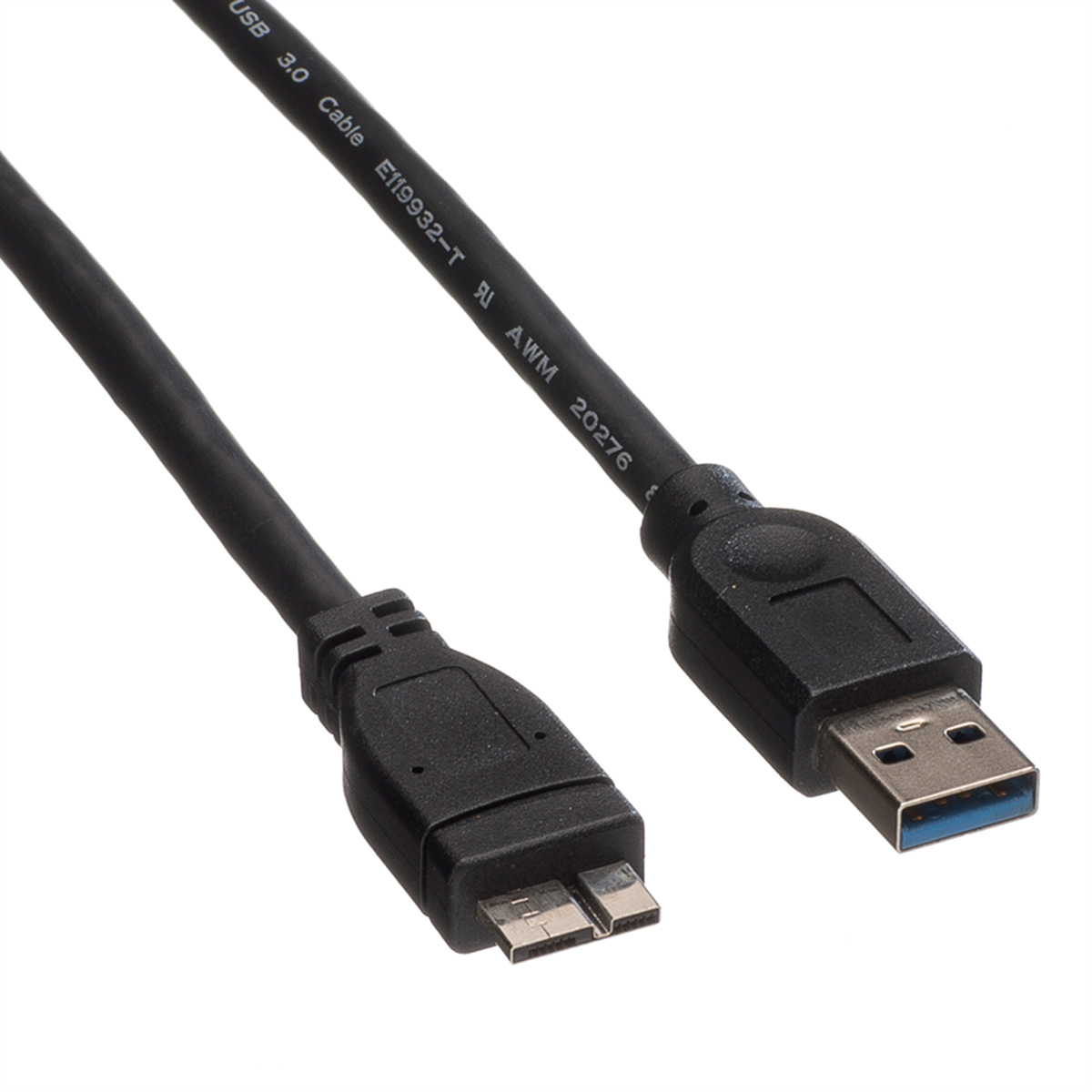 Câble USB 3.0 noir avec connecteur micro USB.