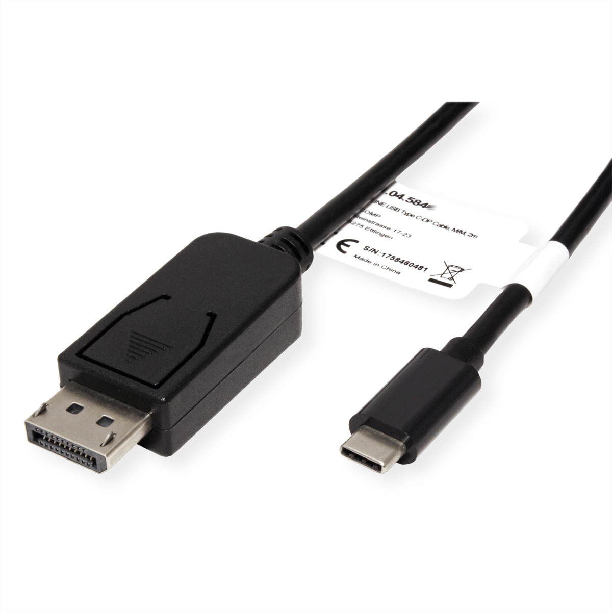 Câble USB-C vers DisplayPort noir.