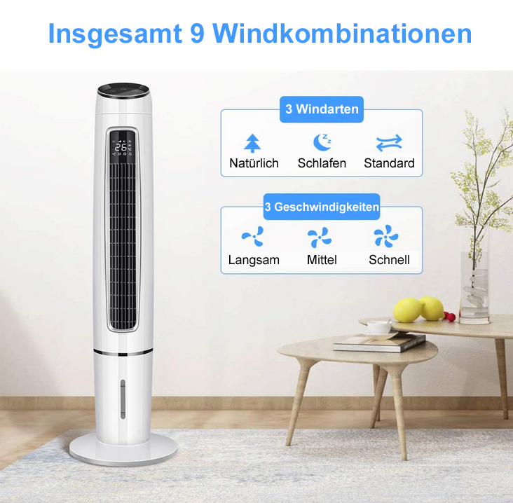 Weißer und schwarzer Luftkühler mit Grafiken.