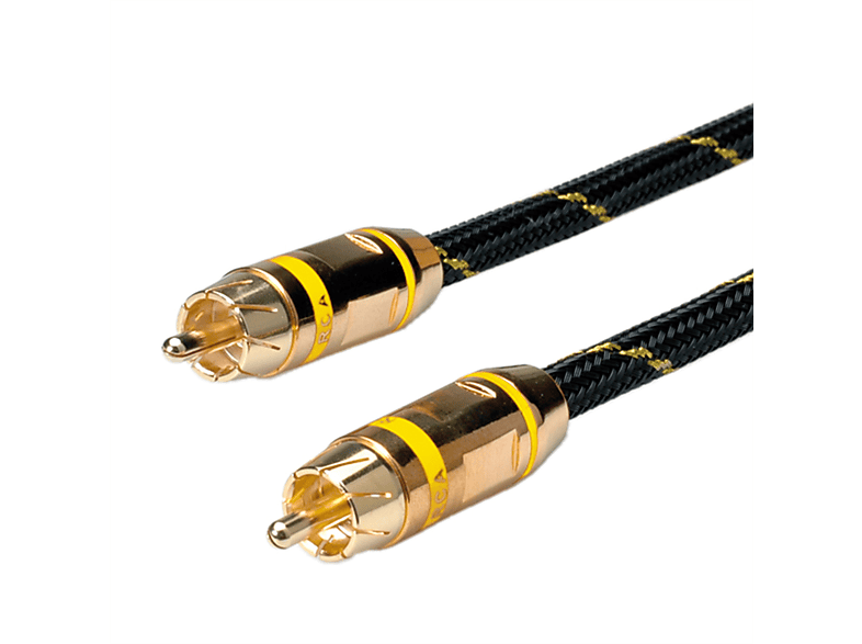 ROLINE GOLD Cinch-Verbindungskabel simplex Stecker / Stecker, gelb, Cinch-Verbindungskabel, 5 m | Lautsprecherkabel & -adapter