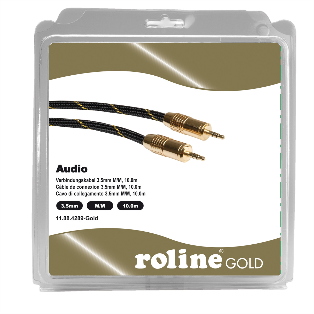 10 Audio-Verbindungskabel 3,5mm GOLD ROLINE ST/ST, m Audio-Verbindungskabel, 3,5mm
