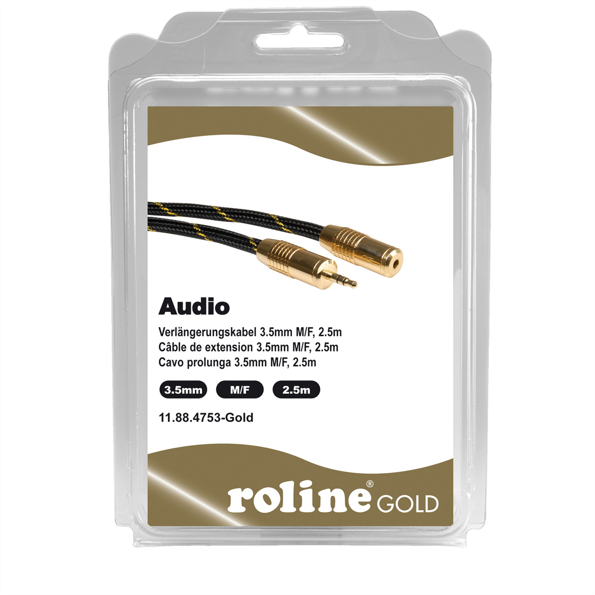 2,5 ROLINE Audio-Verlängerungskabel, ST/BU, GOLD 3,5mm Audio-Verlängerungskabel m 3,5mm