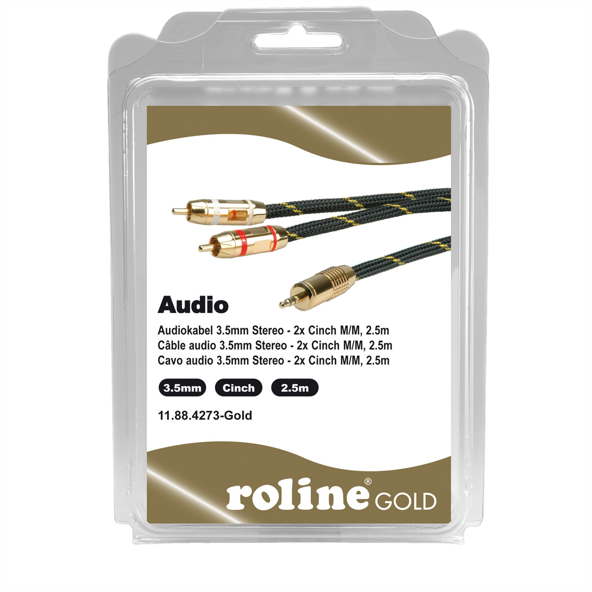 ROLINE GOLD 2x 3,5mm-zu-Cinch Audio-Verbindungskabel 3,5mm ST/ST, m - Kabel, Stereo 2,5 Cinch