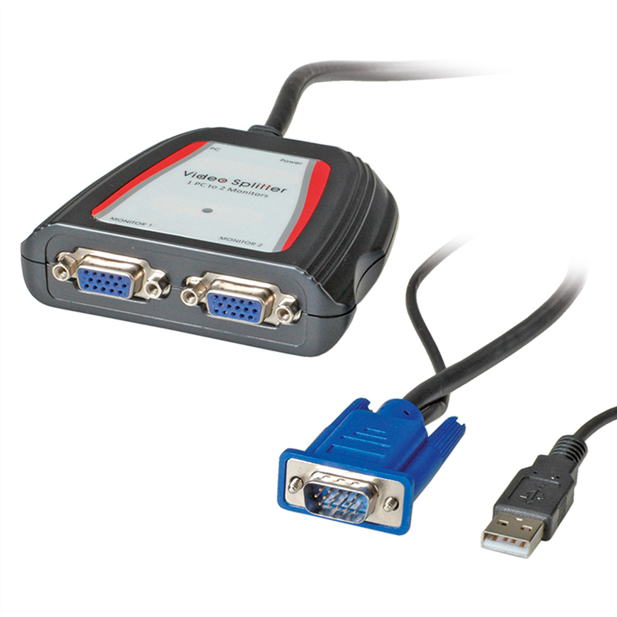 Diviseur vidéo avec connecteurs VGA et USB.