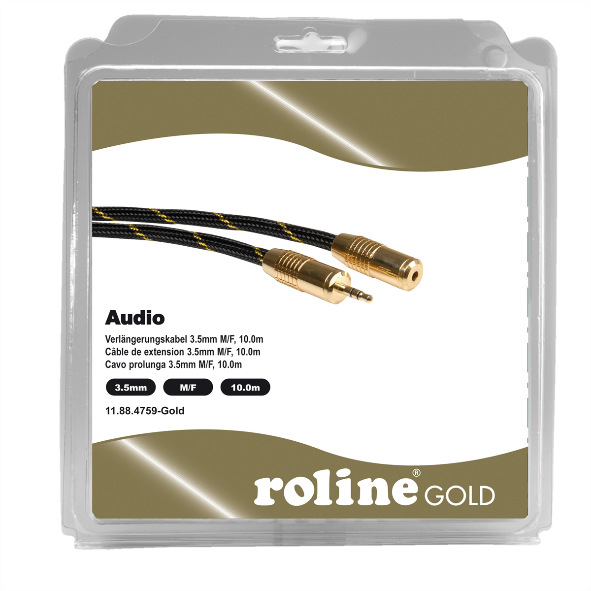 ROLINE GOLD 3,5mm Audio-Verlängerungskabel ST/BU, Audio-Verlängerungskabel, m 10 3,5mm