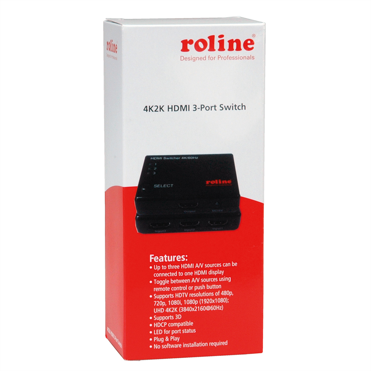 ROLINE 4K HDMI Switch, 3-fach HDMI-Video-Switch