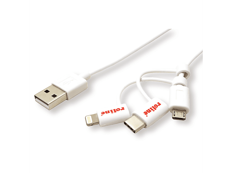 ROLINE USB 2.0 Sync- & Ladekabel Typ A - Typ C / 8-Pin / USB MicroB Lightning Connector Kabel