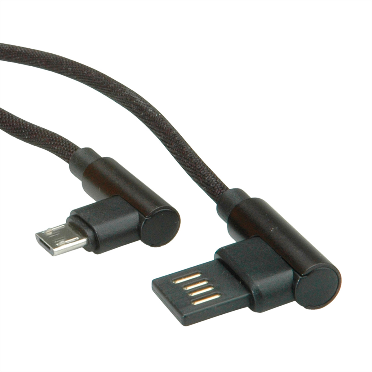 ROLINE USB 2.0 Kabel, 2.0 rev Micro ST/ST Typ gewinkelt, B, Kabel Micro USB A 