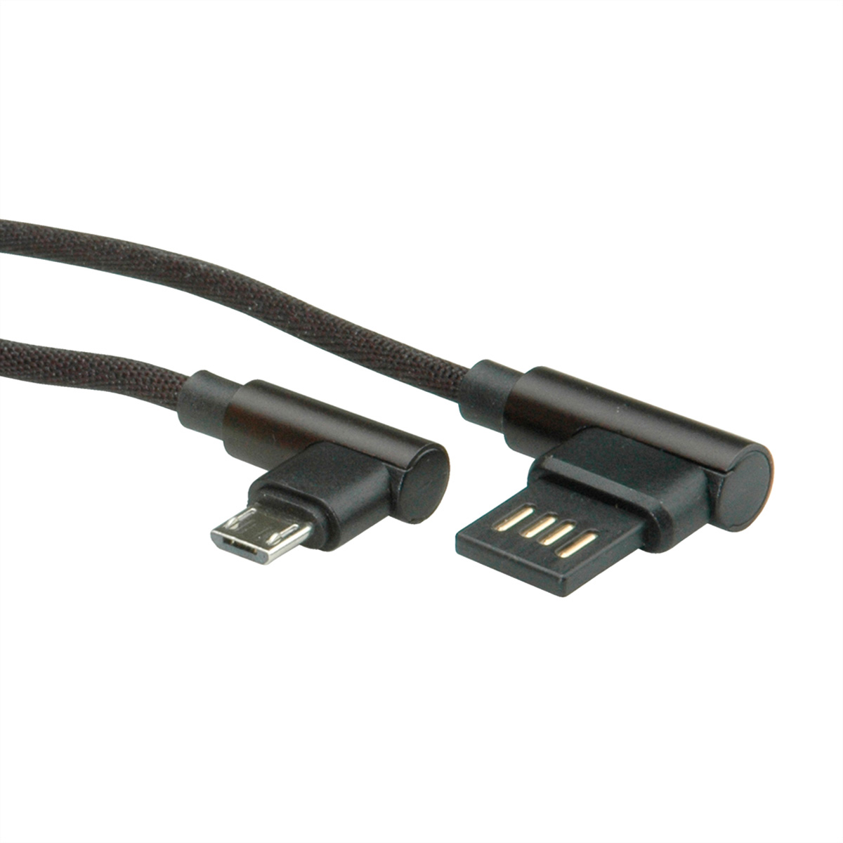 ROLINE USB 2.0 Kabel, - 2.0 Typ rev B, ST/ST Micro Kabel Micro gewinkelt, A USB