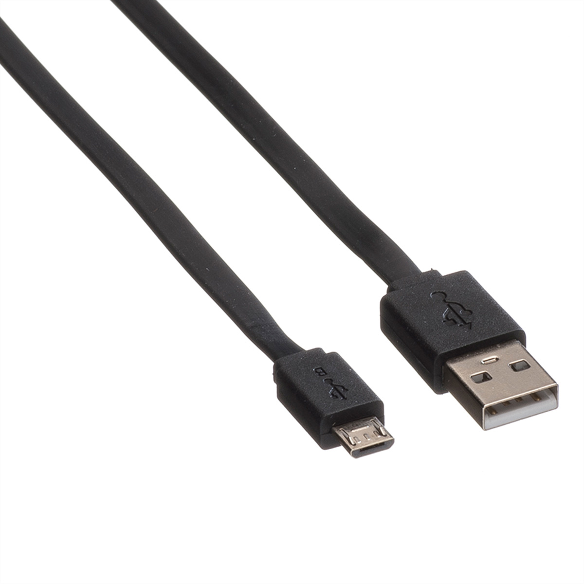 Twee zwarte USB-kabels met verschillende connectoren.