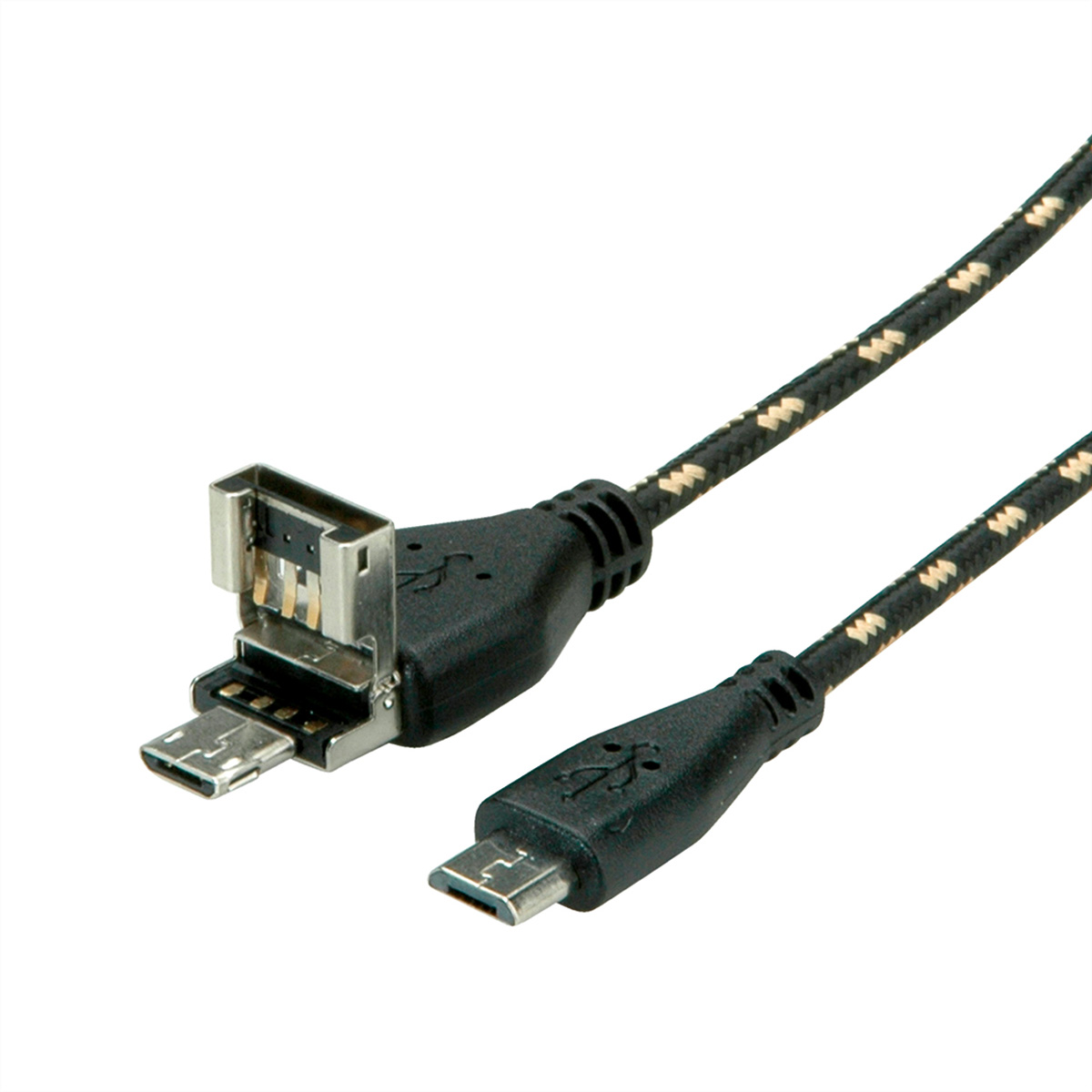 2.0 Micro USB A - USB B Micro ST/ST ROLINE OTG Micro 2.0 + Kabel B, GOLD Kabel,
