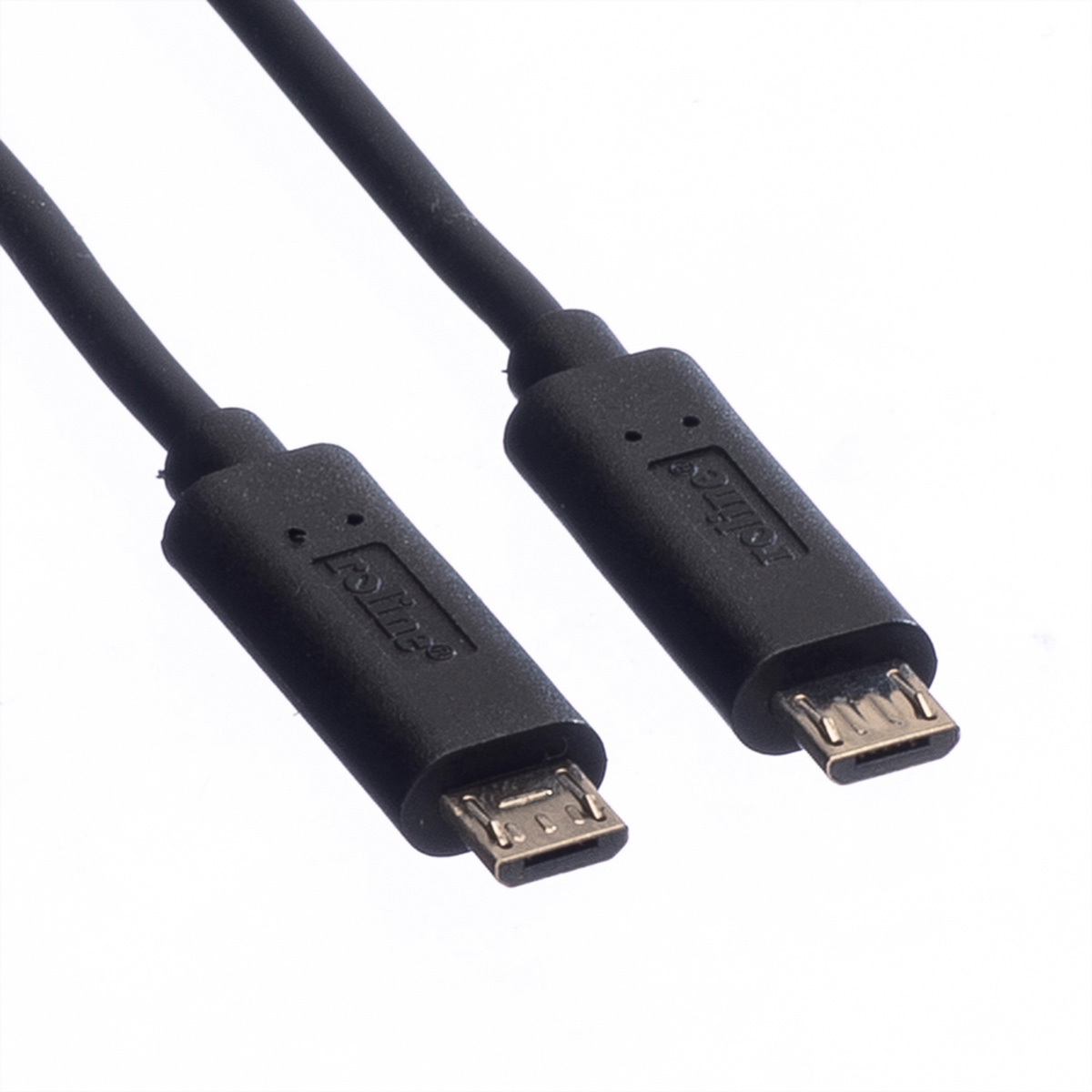 Deux câbles micro USB noirs. Les deux ont le même logo.