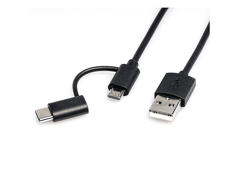 ROLINE USB 2.0 Sync- & Ladekabel Typ A - Typ C / Micro B USB 2.0 Kabel