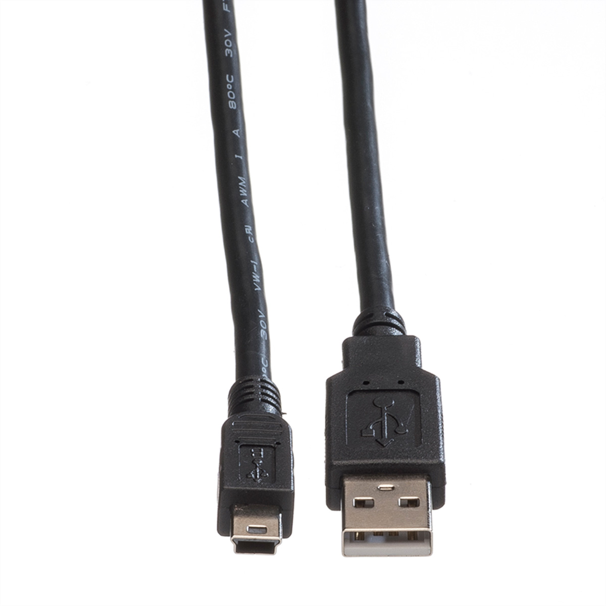 Kabel USB do micro USB, czarny. Micro USB znajduje się po lewej stronie.
