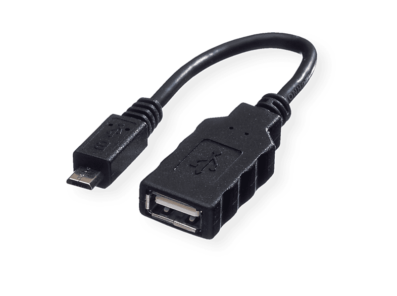 ROLINE USB 2.0 Kabel, USB 2.0 - OTG Kabel B Typ Micro USB BU, Micro Typ A 2.0