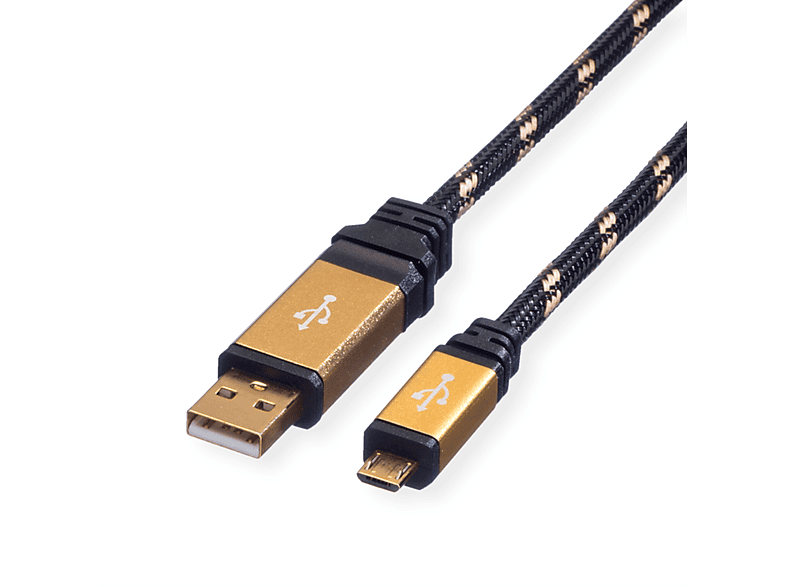 ROLINE GOLD Cavo USB 2.0 Tipo A – Micro B Reversibile 0,8 M – Nylon Intrecciato E Contatti Placcati Oro - 2