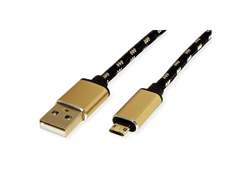 USB B ST Typ (reversibel) - ST USB GOLD A Micro ROLINE Kabel, Kabel Micro 2.0 2.0
