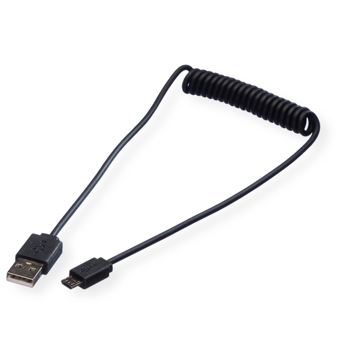 ROLINE USB 2.0 Spiralkabel, ST/ST USB Micro 2.0 - A Micro Kabel B