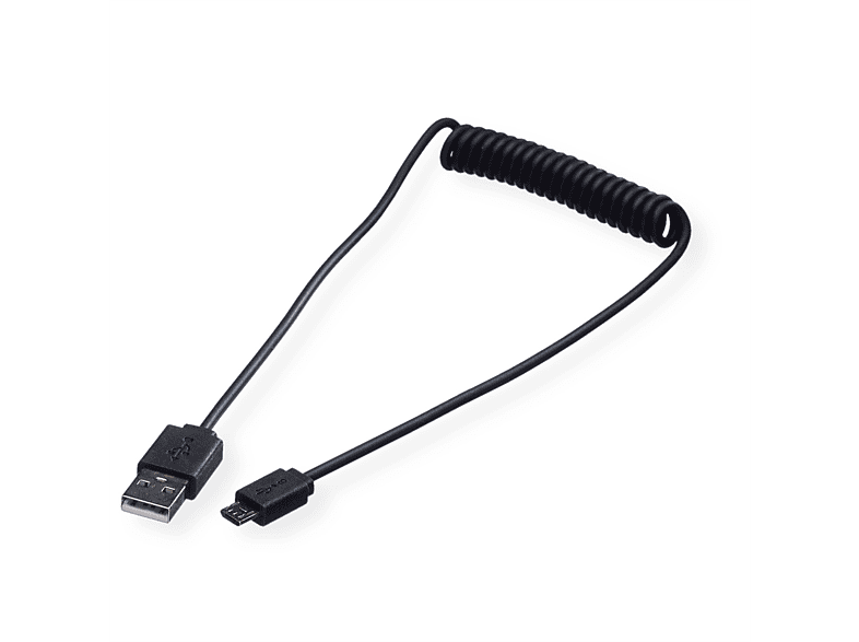 ROLINE USB 2.0 Spiralkabel, ST/ST USB Micro 2.0 - A Micro Kabel B