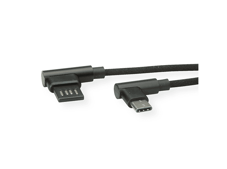 ROLINE USB 2.0 Kabel, gewinkelt, Typ C - Typ A reversibel, ST/ST USB 2.0 Kabel