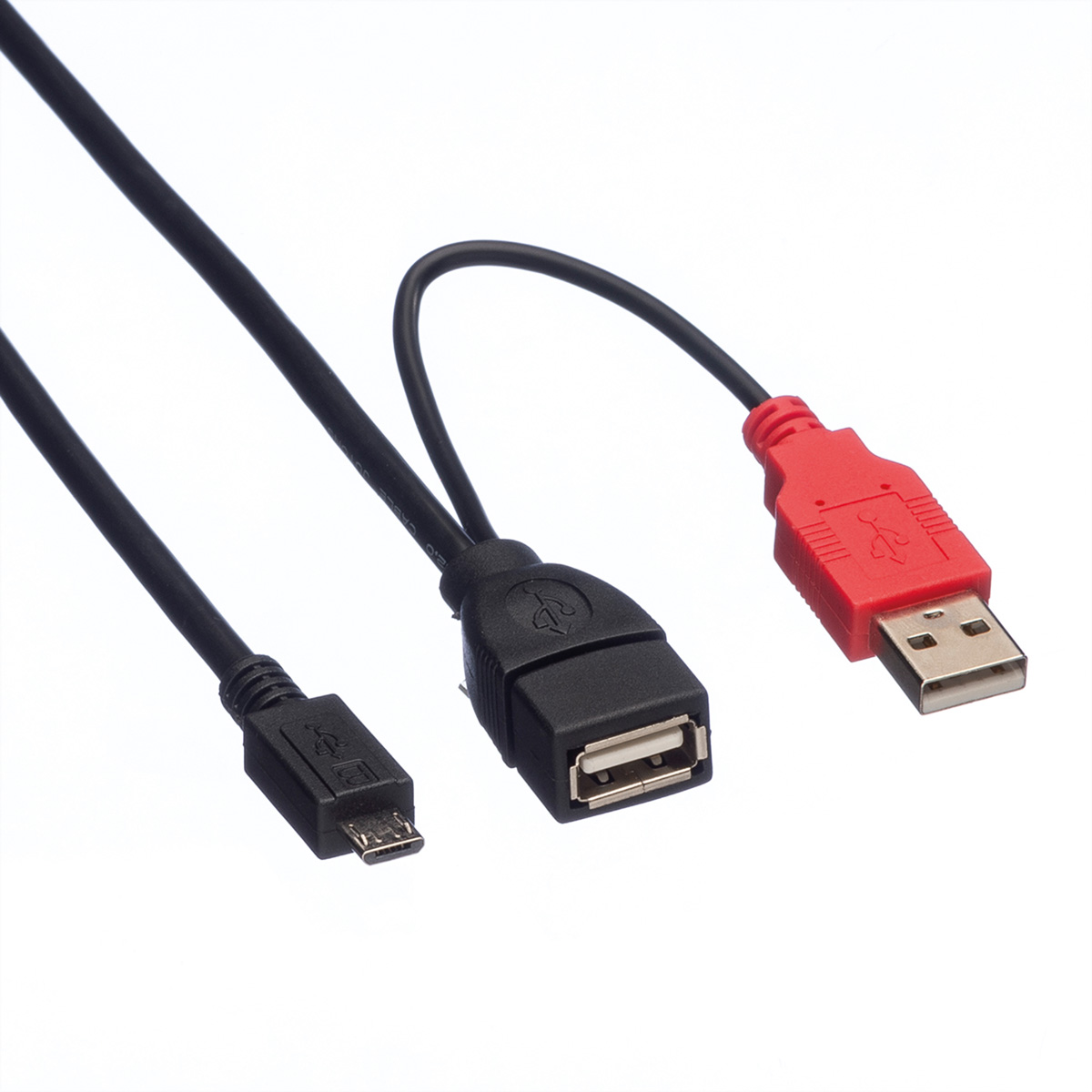 Trois câbles USB : Micro USB, USB vers USB et USB vers Micro USB.