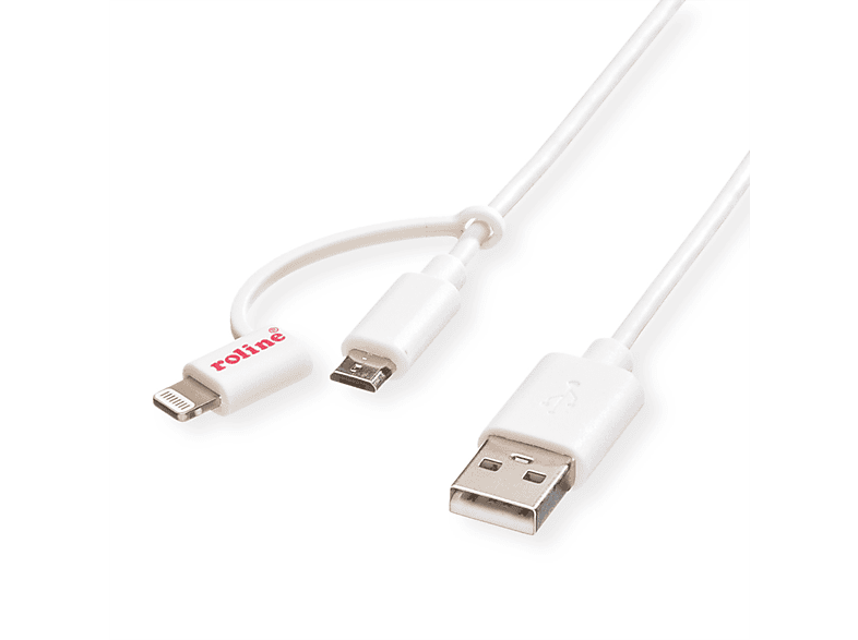 & Ladekabel MicroB) 2.0 Sync- ROLINE USB USB Kabel / Connector Lightning (8-Pin