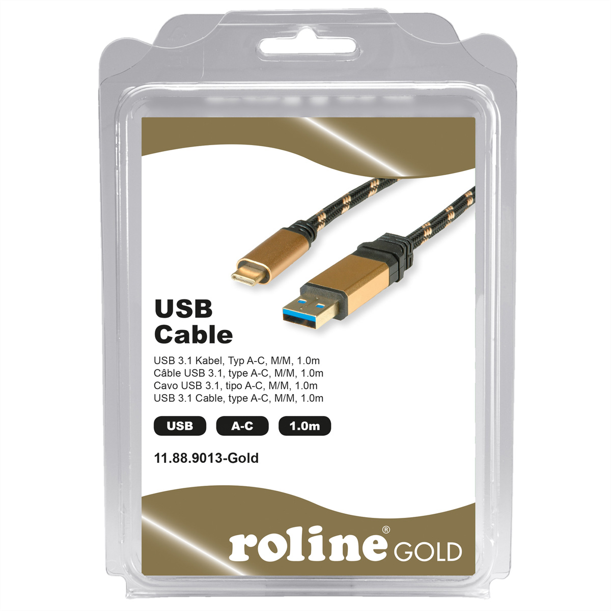 GOLD USB 3.2 Gen ST/ST USB ROLINE Kabel, 1 Kabel A-C, 3.2
