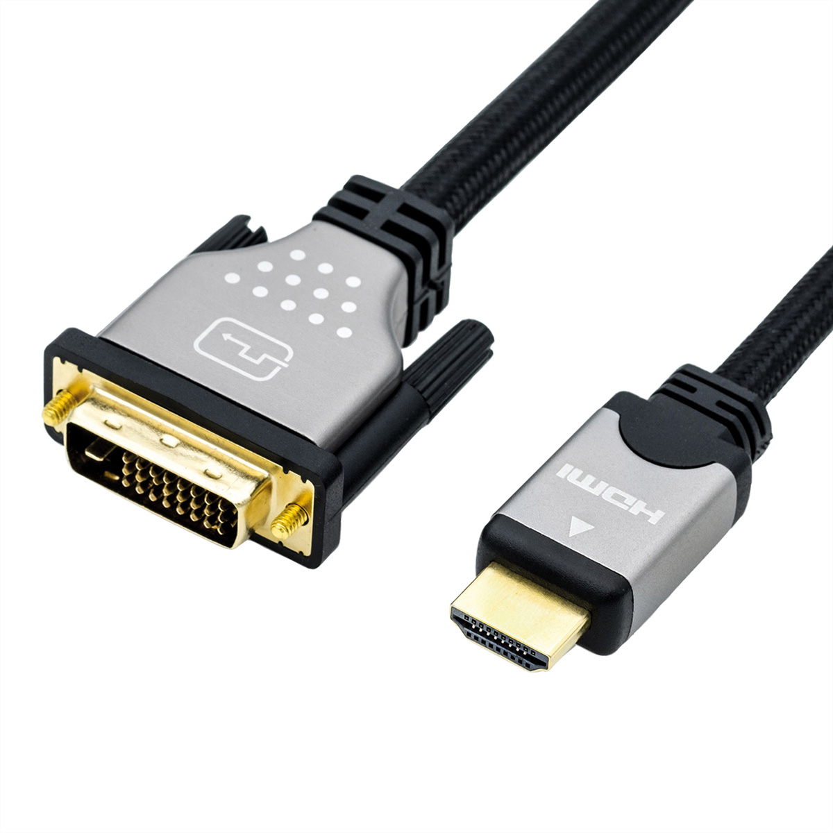 HDMI, DVI 2 m (24+1) - HDMI-DVI-Kabel, Monitorkabel ROLINE ST/ST,