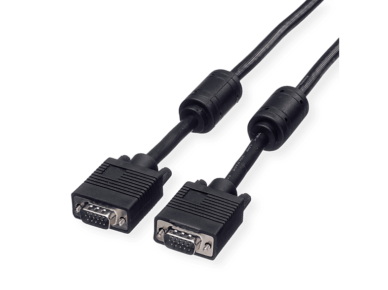 ROLINE Monitor-Kabel mit Ferritkern+DDC, HD15 ST-ST, VGA-Kabel, 2 m