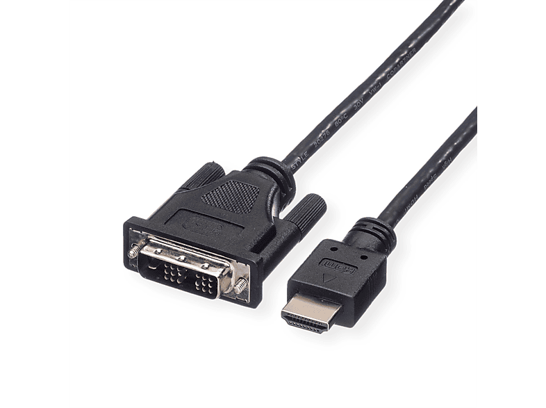 ROLINE Kabel DVI (18+1) ST - HDMI ST, HDMI-DVI-Kabel, 2 m