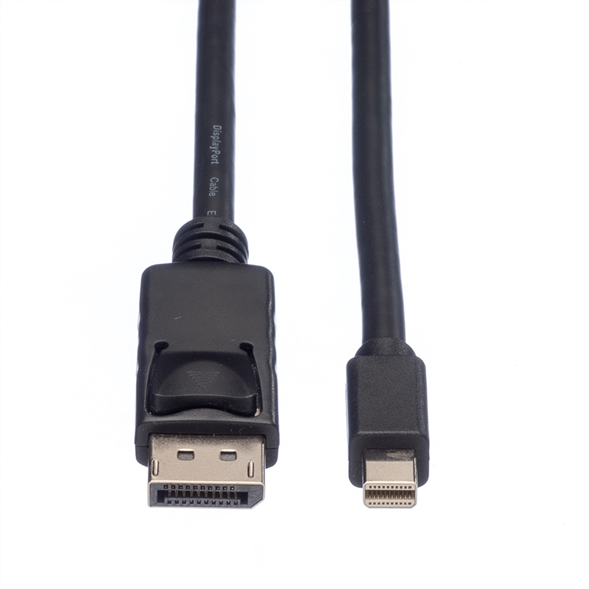 Zwarte DisplayPort-kabel, DisplayPort naar Mini DisplayPort connectoren.