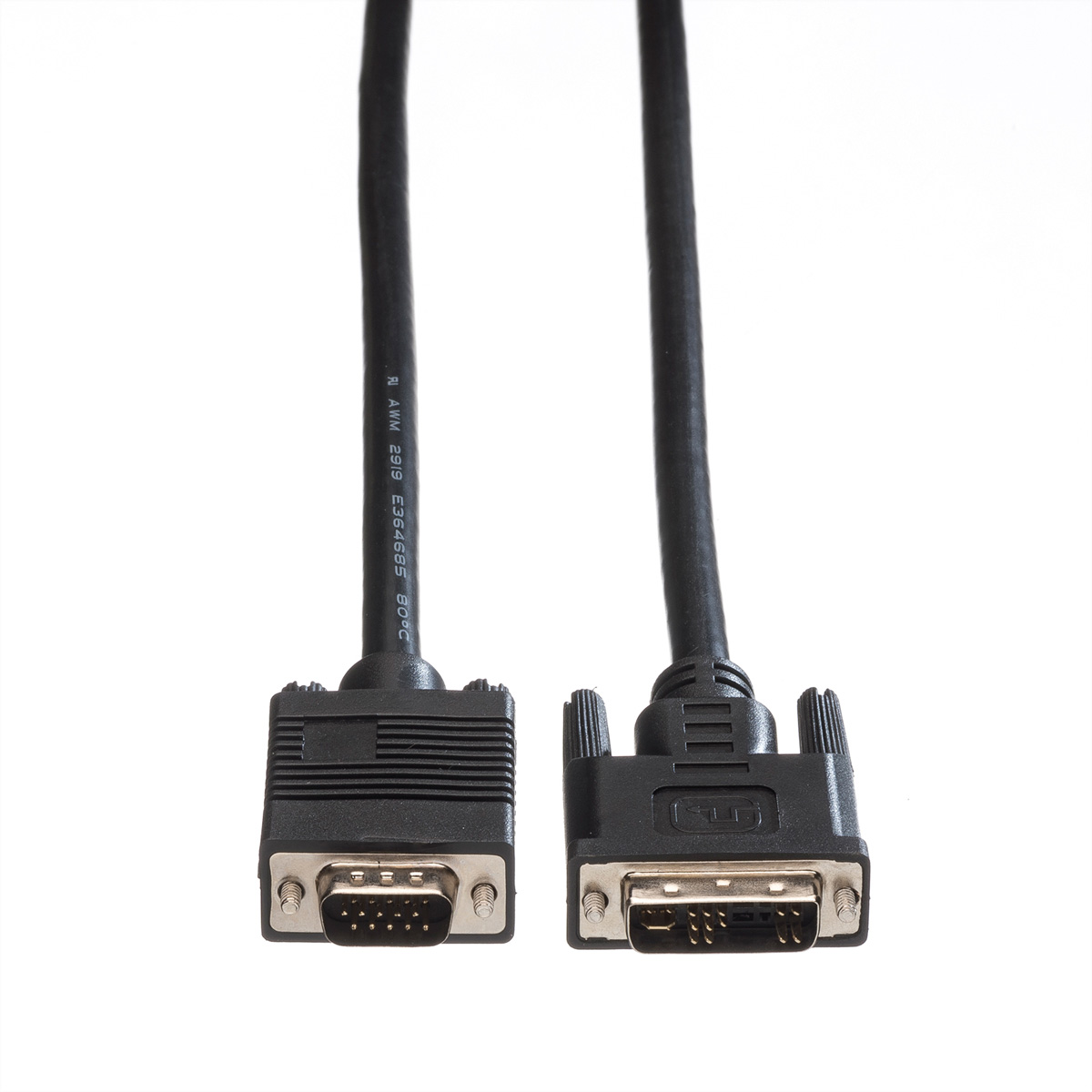 Deux câbles VGA noirs avec connecteurs.