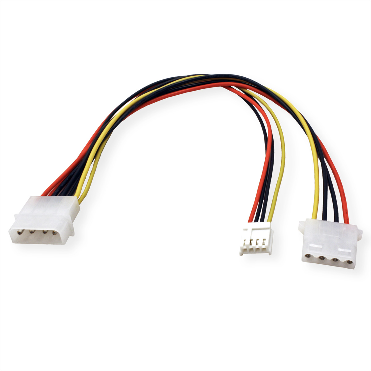 Kabel met witte connectoren en veelkleurige draden. Witte achtergrond.