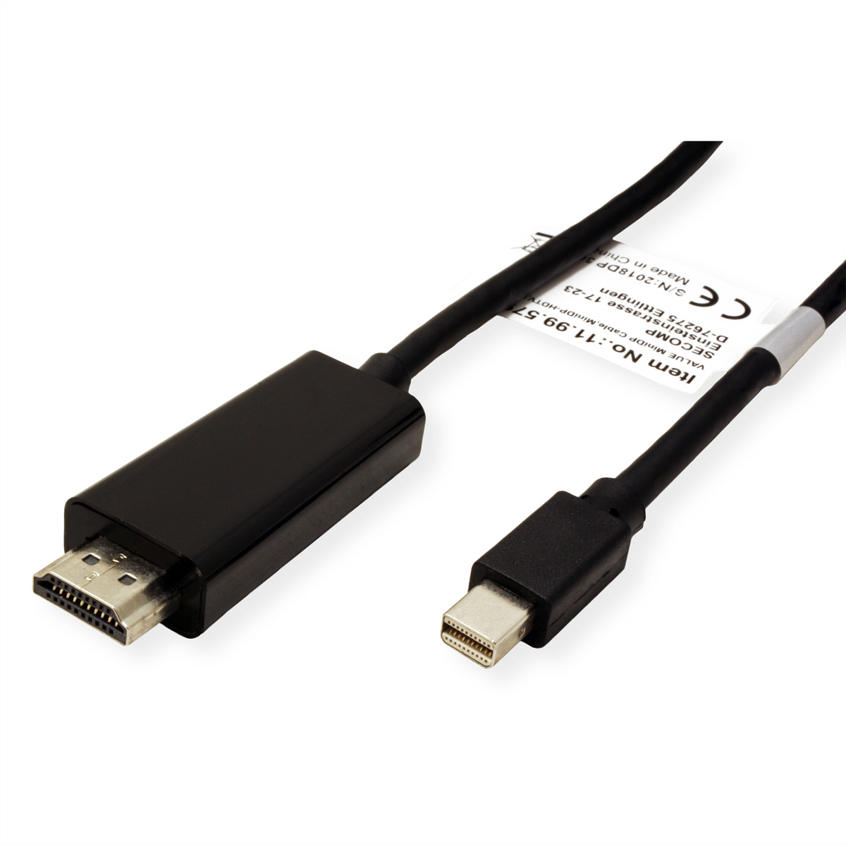 Mini DisplayPort Kabel, 2 Mini VALUE DisplayPort Kabel, m DP-HDTV, ST/ST,