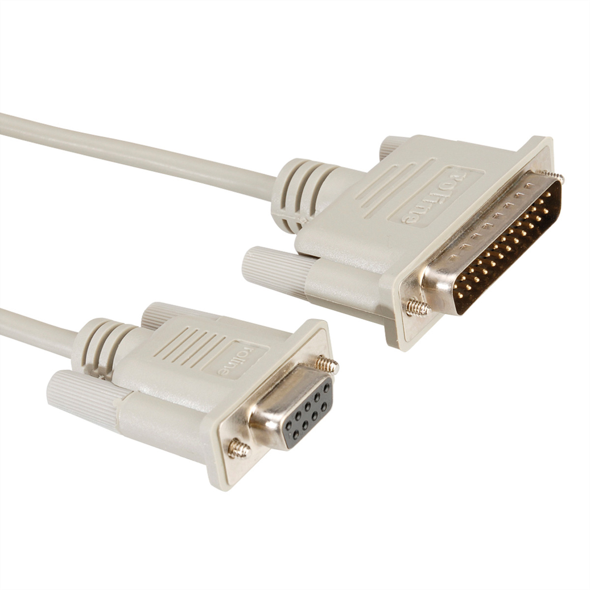 Szary i biały kabel szeregowy. Białe tło.