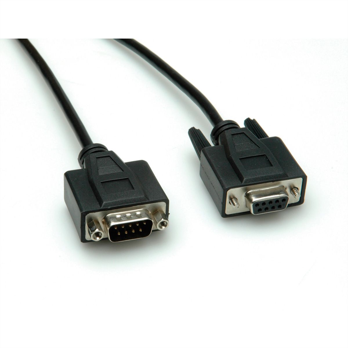 Two black VGA cables with connectors on a white background. The connectors have pins and screws.