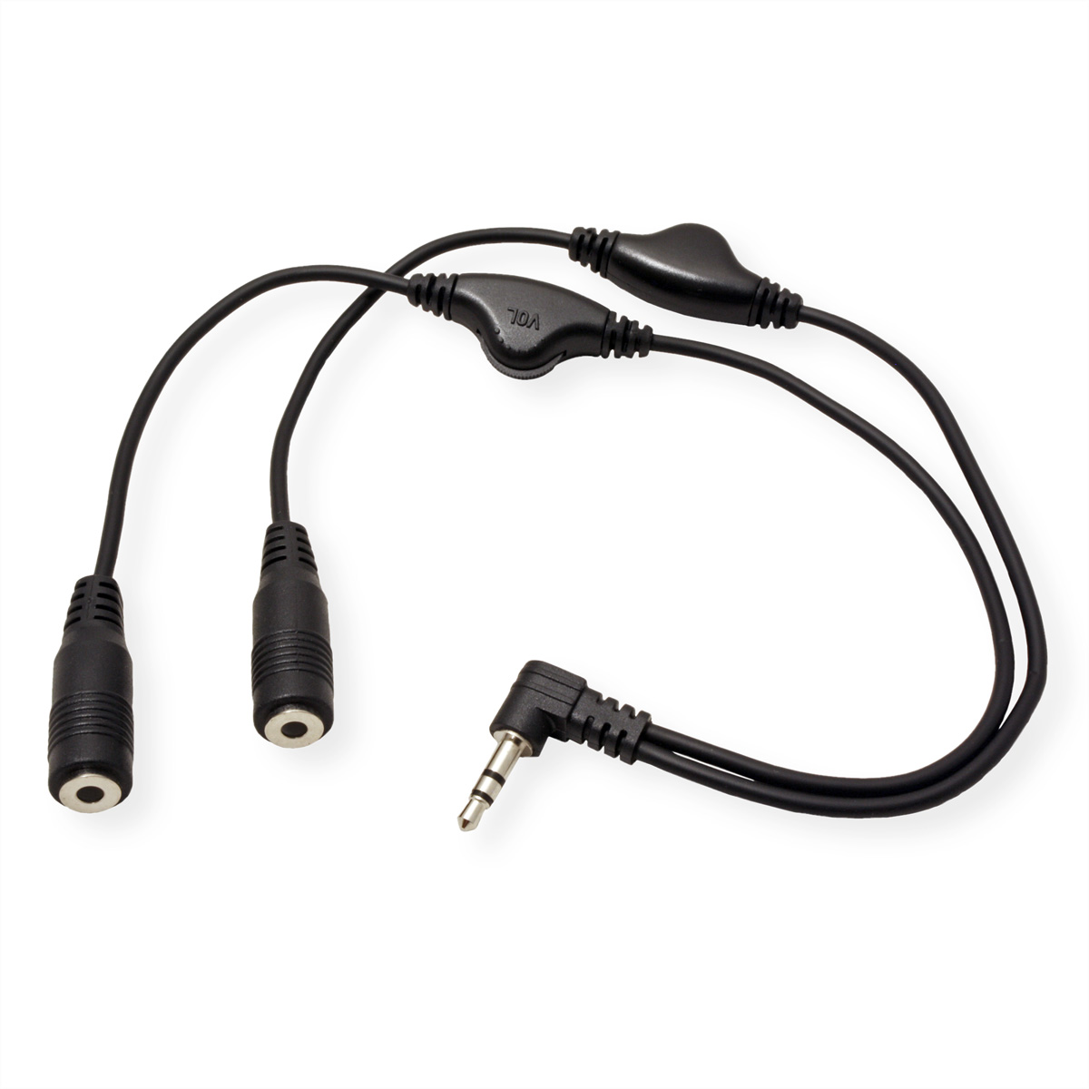 ROLINE Lautsprecher-Y-Kabel, 3,5mm (Stecker, 2x 280 Adapter, mit 3,5mm Volumenregler, Buchse), mm
