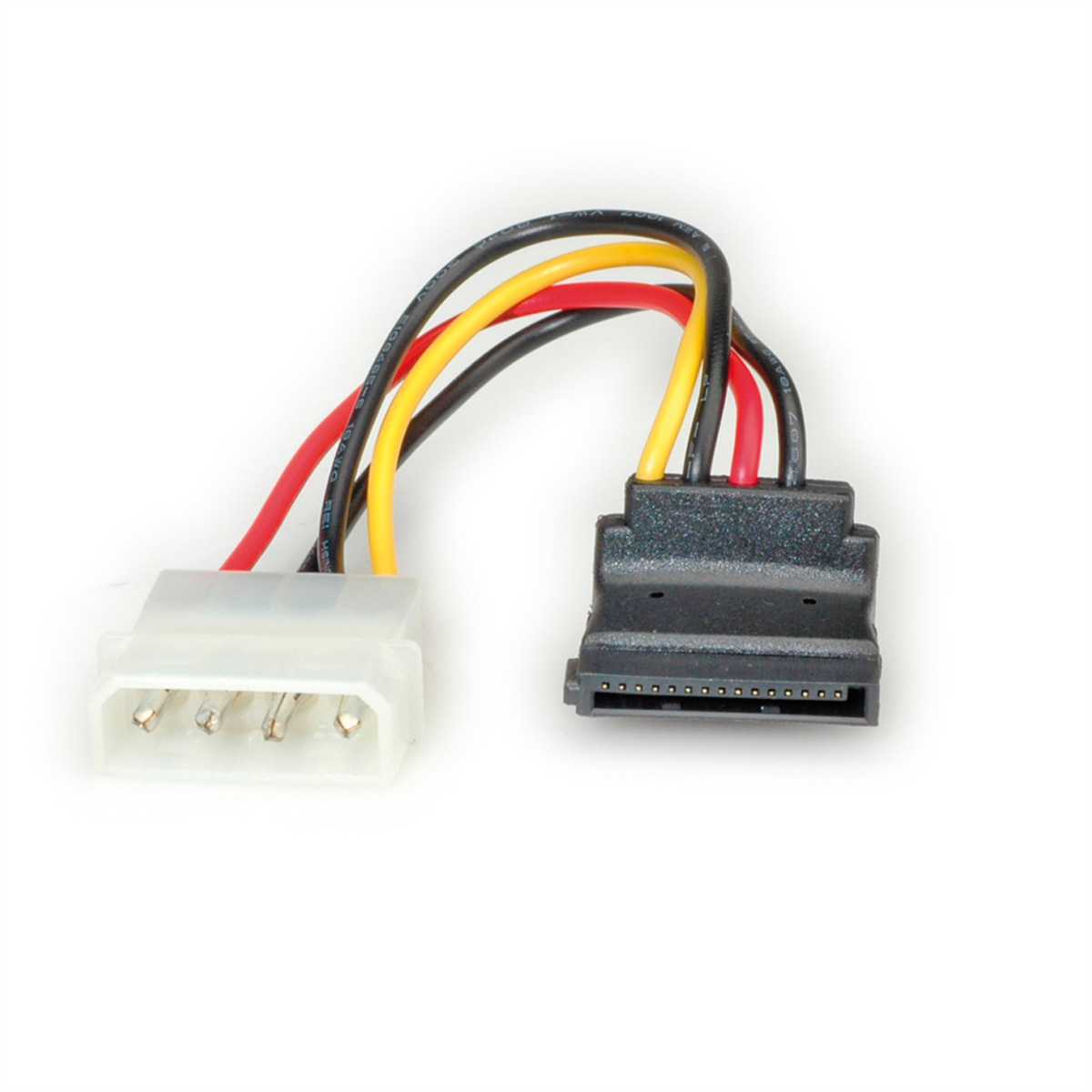 Câble d'alimentation SATA. Les connecteurs sont visibles. Fond blanc.