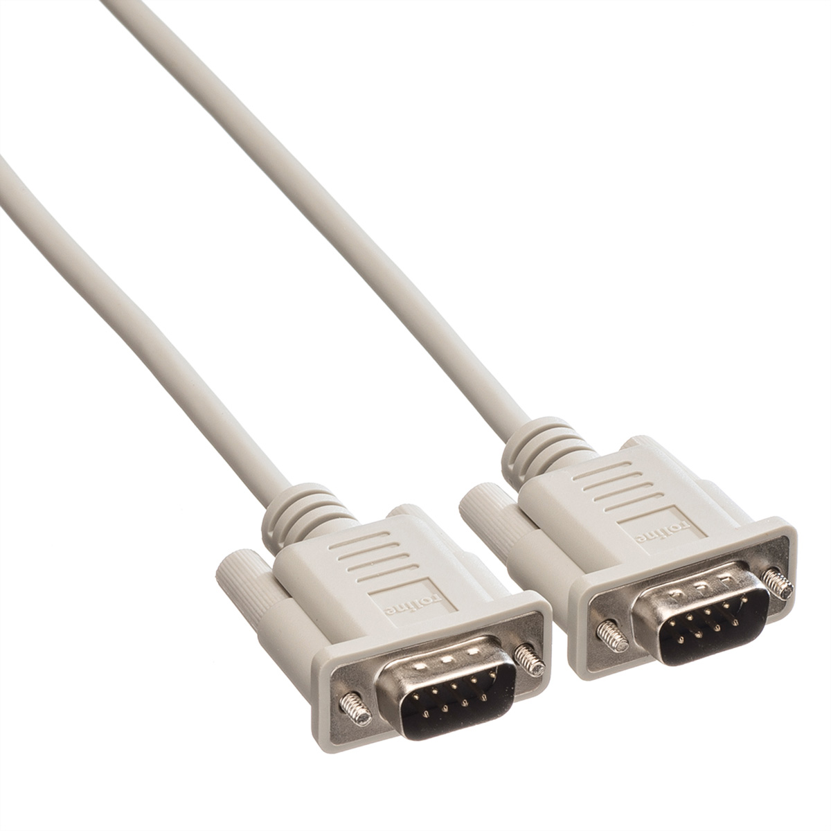 Two gray VGA cables with gray connectors. White background.